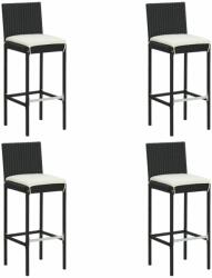 vidaXL Scaune de bar pentru grădină, cu perne, 4 buc. negru, poliratan (313437)