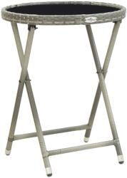 vidaXL Masă de ceai gri 60 cm poliratan sticlă securizată (46204)