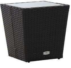 vidaXL Masă de ceai negru 41, 5x41, 5x43 cm poliratan sticlă securizată (46195)