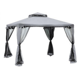 AOSOM Luxus pavilon kerti sátor kerti parti pavilon 300x300 cm szürke