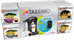Jacobs Pachet 12 cutii capsule cafea Tassimo + Cadou Espressor Bosch Tassimo Vivy II, Negru