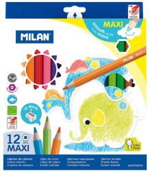 MILAN Creioane colorate hexagonale, groase MILAN Maxi, 12 culori/set