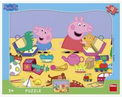 Dino Puzzle cu rama - La joaca cu Peppa Pig (12 piese) (303119) - educlass Puzzle