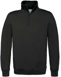 B&C Collection Uniszex pulóver hosszú ujjú B&C 1/4 Zip Sweat - WUI22 - L, Fekete