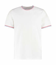 Kustom Kit Uniszex rövid ujjú póló Kustom Kit Fashion Fit Tipped Tee XL, Fehér/Piros/Királykék
