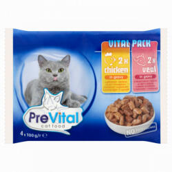 PreVital Csirke + Borjú szószban Alutasakos macskaeledel 4x100g - krizsopet