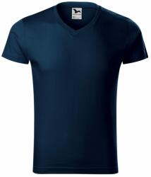 MALFINI Tricou bărbați Slim Fit V-neck - Albastru marin | L (1460215)