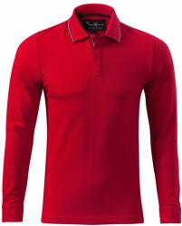 MALFINI Tricou polo bărbați cu mânecă lungă Contrast Stripe LS - Roșu deschis | M (2587114)