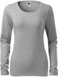 MALFINI Tricou pentru femei cu mânecă lungă Slim - Gri închis prespălat | S (1391213)