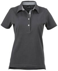 James & Nicholson Tricou polo elegant pentru femei JN969 - Grafit / grafit / albă | XXL (1-JN969-1714338)