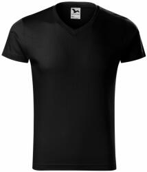 MALFINI Tricou bărbați Slim Fit V-neck - Neagră | S (1460113)