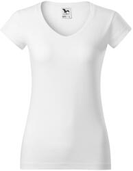 MALFINI Tricou femei Fit V-neck - Albă | XL (1620016)