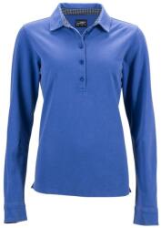 Daiber Tricou polo pentru femei cu mânecă lungă JN713 - Albastru regal / albastru închis / albă | M (JN713-1750277)