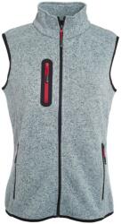 Daiber Vestă din fleece tricotat de damă JN773 - Gri deschis prespălat / roșie | S (JN773-1757311)