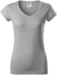 MALFINI Tricou femei Fit V-neck - Gri închis prespălat | 2XL (1621217)