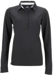 Daiber Tricou polo pentru femei cu mânecă lungă JN713 - Neagră / albă / titan | S (JN713-1750256)