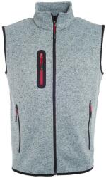 Daiber Vesta din fleece tricotat de bărbați JN774 - Gri deschis prespălat / roșie | S (JN774-1757328)
