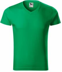 MALFINI Tricou bărbați Slim Fit V-neck - Mediu verde | 2XL (1461617)