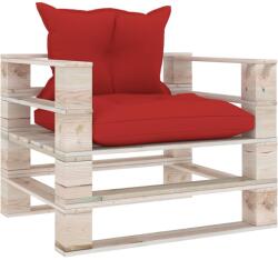 vidaXL Canapea de grădină din paleți cu perne roșii, lemn de pin (3066047) - vidaxl