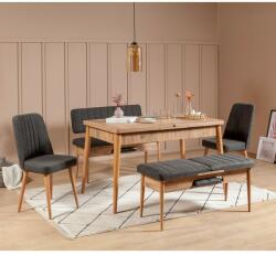 Vella Vina fenyő-antracitszürke asztal és szék szett (5 darab) (869VEL5105)