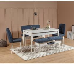 Vella Vina fehér-sötétkék asztal és szék szett (5 darab) (869VEL5153)