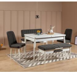 Vella Vina fehér-antracitszürke asztal és szék szett (5 darab) (869VEL5147)