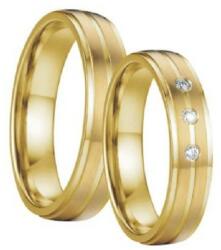 Ékszerkirály Férfi karikagyűrű, vésett csíkkal, rozsdamentes acél, aranyszínű, 11-es méret (32960163375_15)
