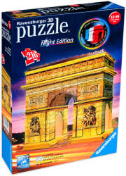 Ravensburger Puzzle 3D Ravensburger din 216 de piese - Arcul de Triumf noaptea (12522)