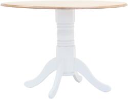 vidaXL Masă de bucătărie, alb și maro, 106 cm, lemn masiv de hevea (247354) - vidaxl