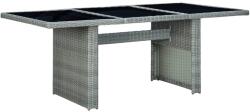 vidaXL Masă de grădină, gri deschis, poliratan și sticlă securizată (313311)