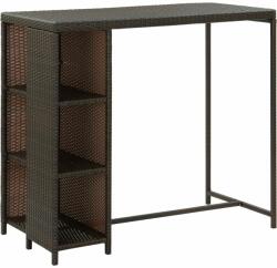 vidaXL Masă de bar cu raft depozitare, maro, 120x60x110 cm, poliratan (313475)