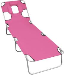 vidaXL Șezlong pliabil cu tetieră, roz magenta, oțel (310333) - vidaxl