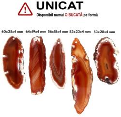  Pandantiv Agata de Foc Neregulata cu Gaura - 53-83 x 18-28 x 4 mm - 1 Buc