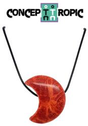  Pandantiv Coral Rosu de Forma Luna - 30-32 x 25 x 15 mm - 1 Buc