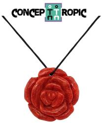  Pandantiv / Cabochon Coral Rosu de Forma Floare - 33 x 33 x 10 mm - 1 Buc