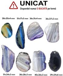  Pandantiv Agata Dungata Colorata Neregulata cu Gaura - 28-51 x 17-31 x 3 mm - 1 Buc