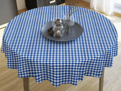 Goldea față de masă decorativă menorca - carouri mari albastru-alb - rotundă Ø 140 cm