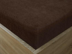 Goldea cearceafuri de pat din terry cu elastic - maro închis 160 x 200 cm