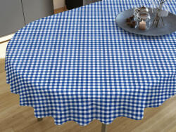 Goldea față de masă decorativă menorca - carouri albastre și albe - ovală 140 x 240 cm