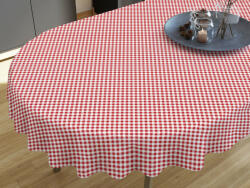 Goldea față de masă 100% bumbac - carouri roșii și albe - ovală 120 x 180 cm Fata de masa