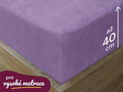 Goldea cearceaf de pat din terry pentru saltele înalte - violet 180 x 200 cm