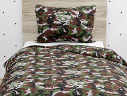 Goldea lenjerie de pat pentru copii din 100% bumbac - camuflaj verde 140 x 200 și 70 x 90 cm