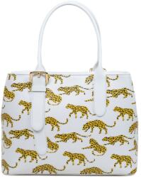 Manier Geanta piele alba /animal print GF3016