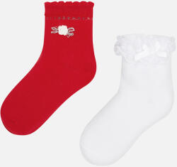 Mayoral 2db-os csipkés zokni (87 Rojo, 24 hónap - 92 cm)