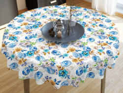 Goldea față de masă decorativă loneta - ouă de paște albastre pictate - rotundă Ø 140 cm Fata de masa