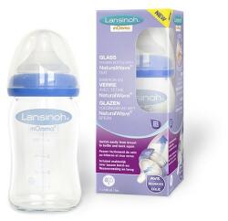 Lansinoh Стъклено шише с биберон Lansinoh - NaturalWave, 1 м+, 160 ml (L-77240) - ozone