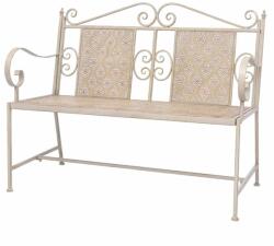 vidaXL Bancă de grădină, alb vintage, 115 cm, oțel (43148)