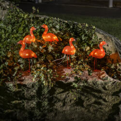Konstsmide LED Acrylic Flamingos, Set de 5, 40 LEDuri Amber (7318302678036)