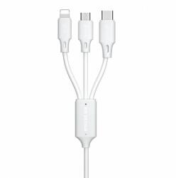 WK Design 3in1 kábel USB - Micro USB / Lightning / USB-C 2A 1.15m, fehér (WDC-103th white)