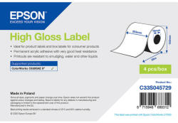 Epson fényes, papír etikett címke, 105*210 mm, 273 címke/tekercs (rendelési egység 8 tekercs/doboz) (C33S045730) - dunasp